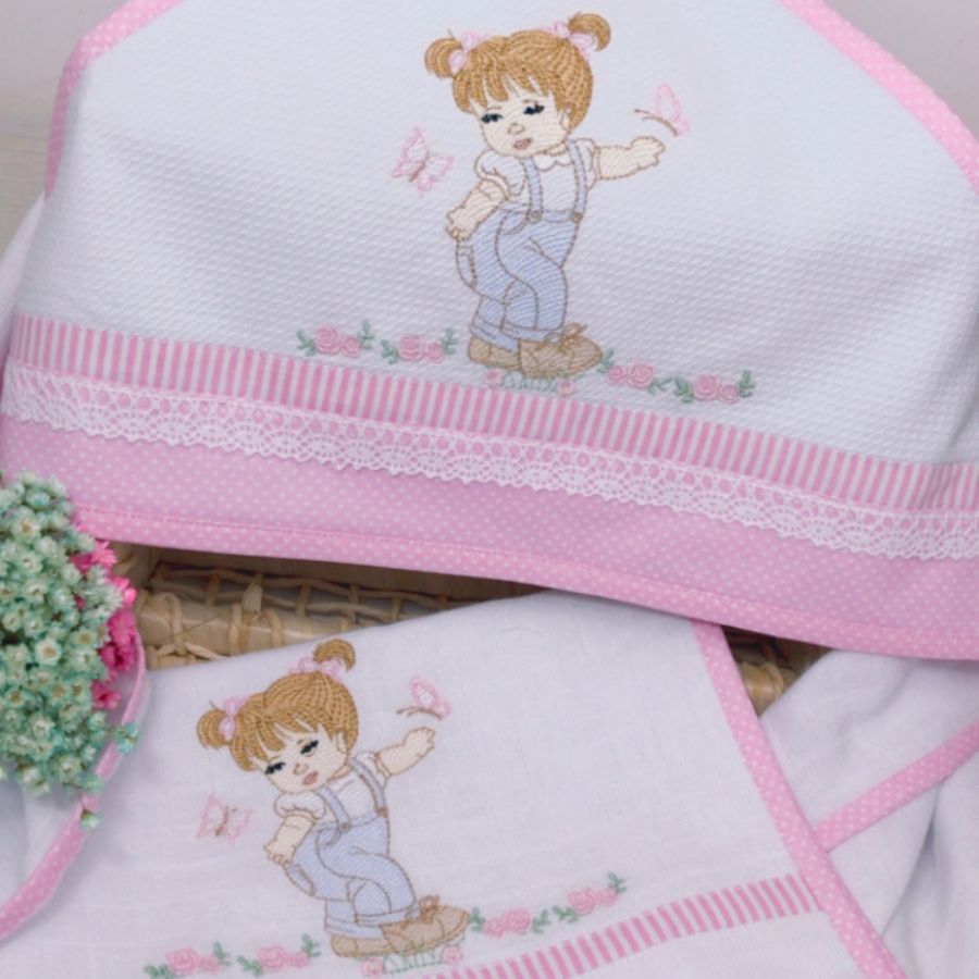 kit 3 Peças Menina de Jardineira